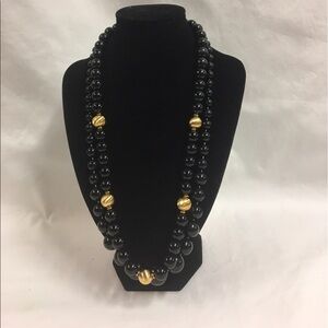 Two Black Beaded Necklaces